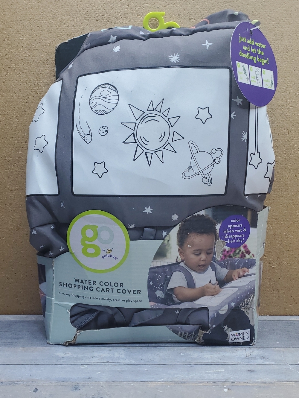 Goldbug Water Color Shopping Cart Cover - Gray & White  NIP